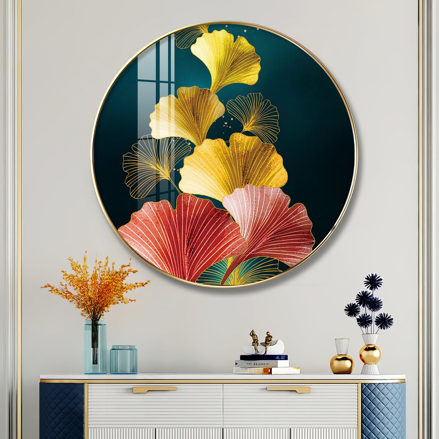 Colorful Petals Premium Acrylic Round Wall Art