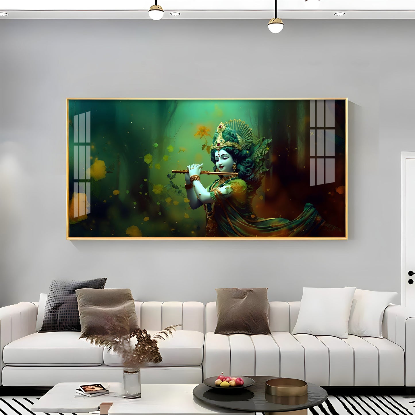 Murli Manohar Premium Acrylic Horizontal Wall Art - 24X12 inches / Gold