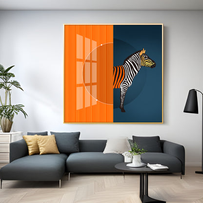 Zebra Abstract Geometric Premium Acrylic Square Wall Art