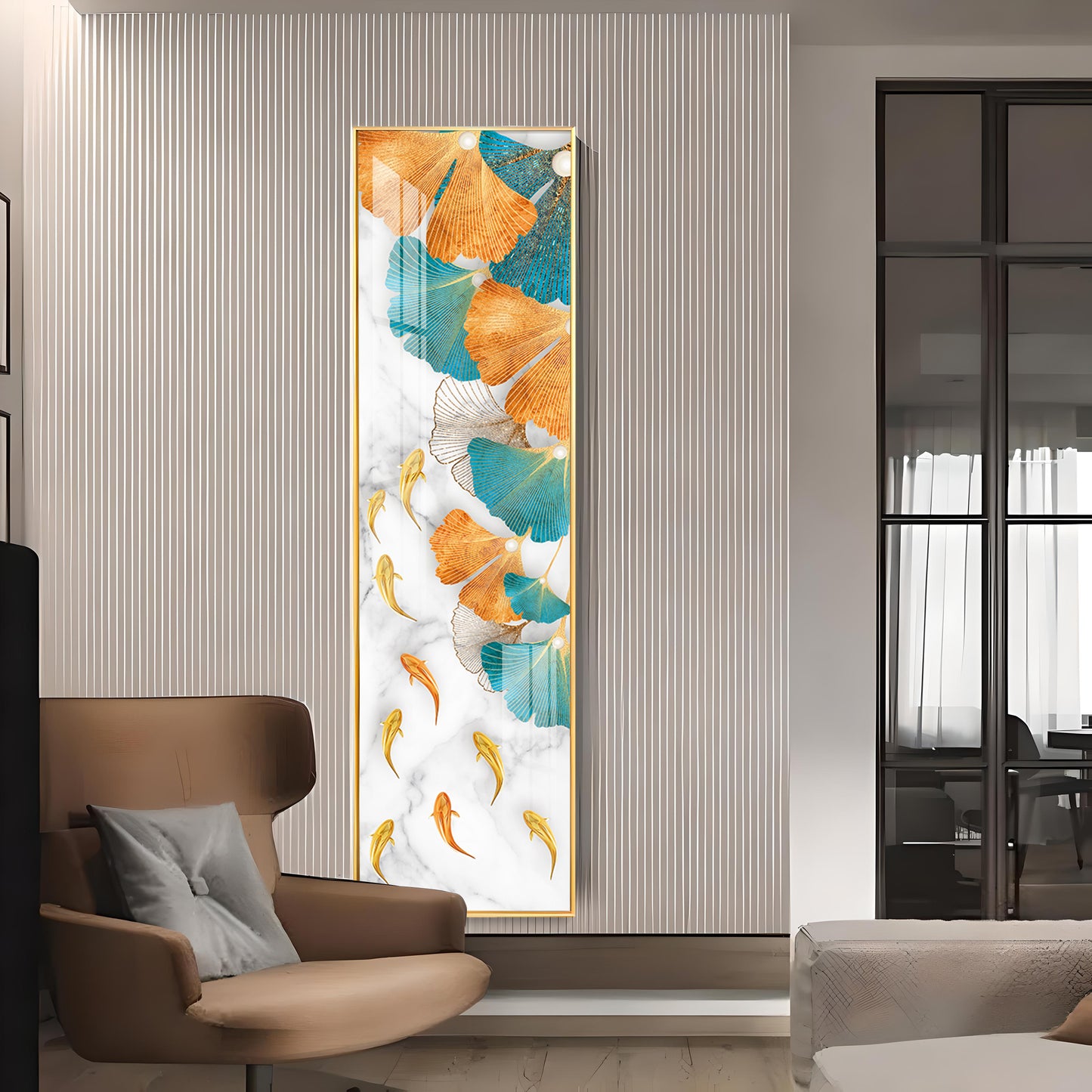 Gingko leaves Fish Premium Acrylic Vertical Wall Art