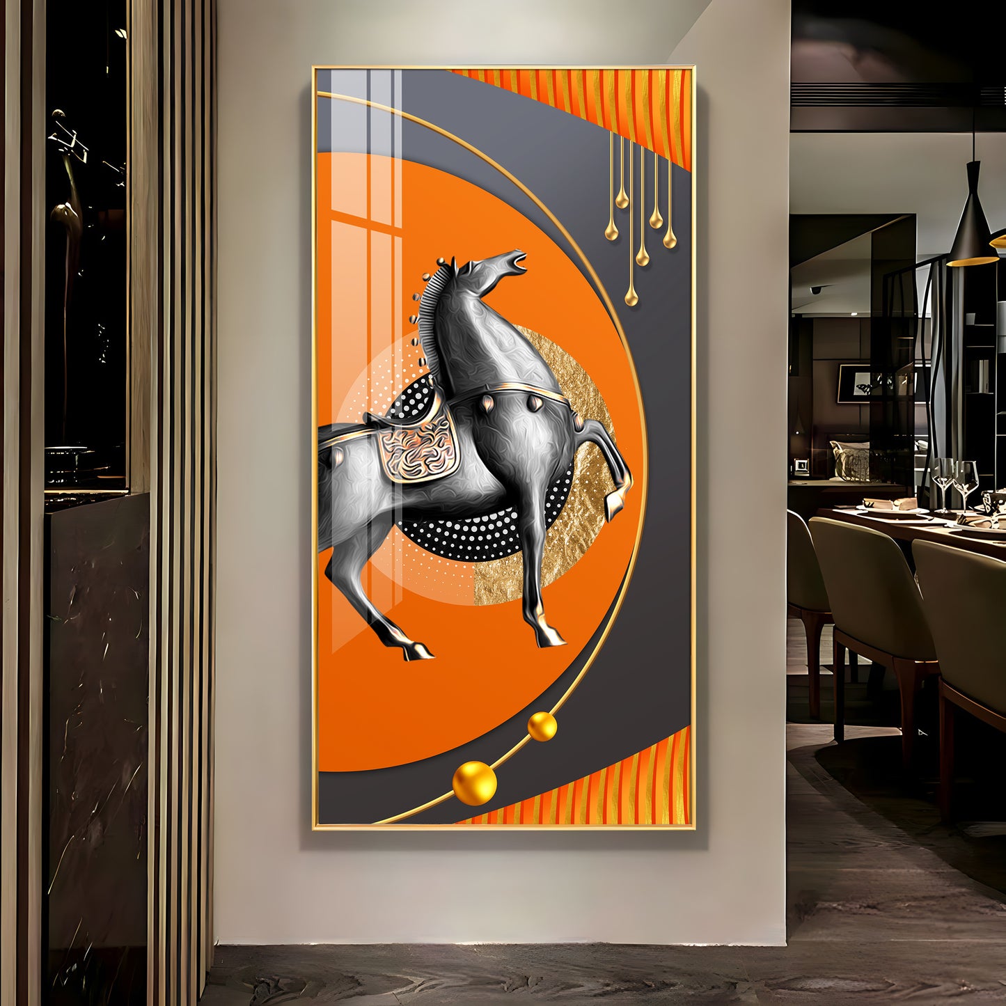 Black Warrior Horse Premium Acrylic Vertical Wall Art