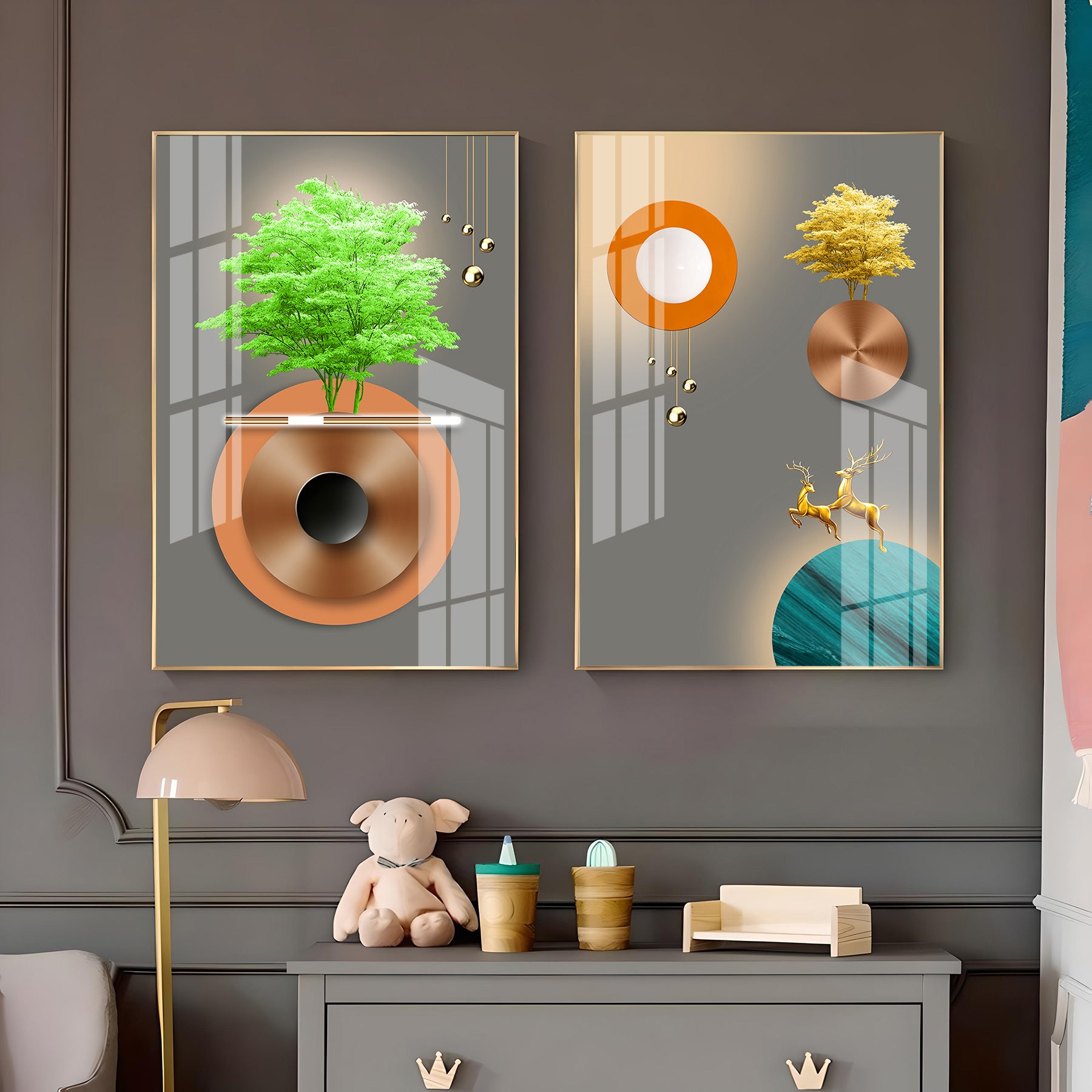 Nature Grace Premium Acrylic Vertical Wall Art (Set Of 2)