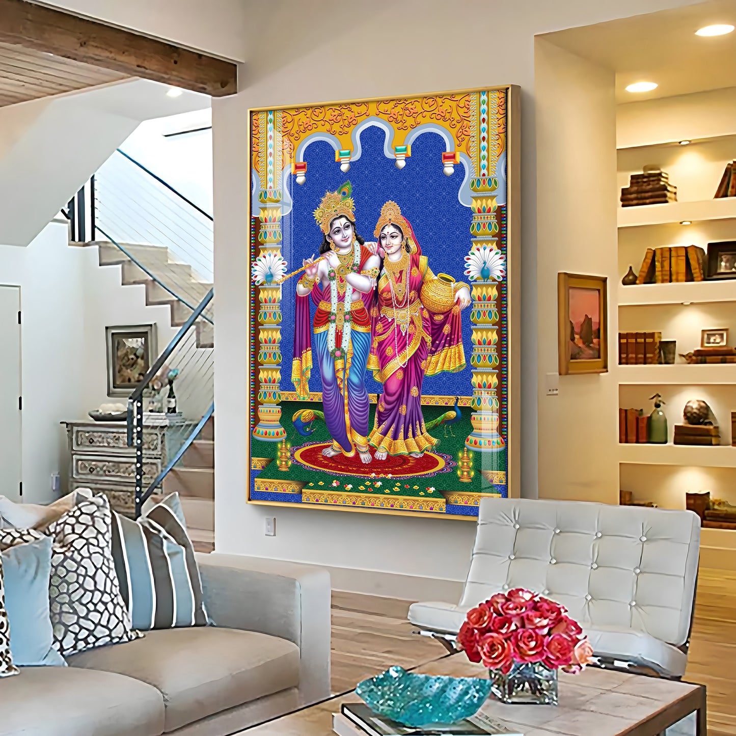 Radha and Krishna Essence Premium Acrylic Vertical Wall Art