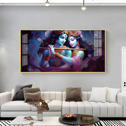 Radha Krishna Unforgetful Love Premium Acrylic Horizontal Wall Art