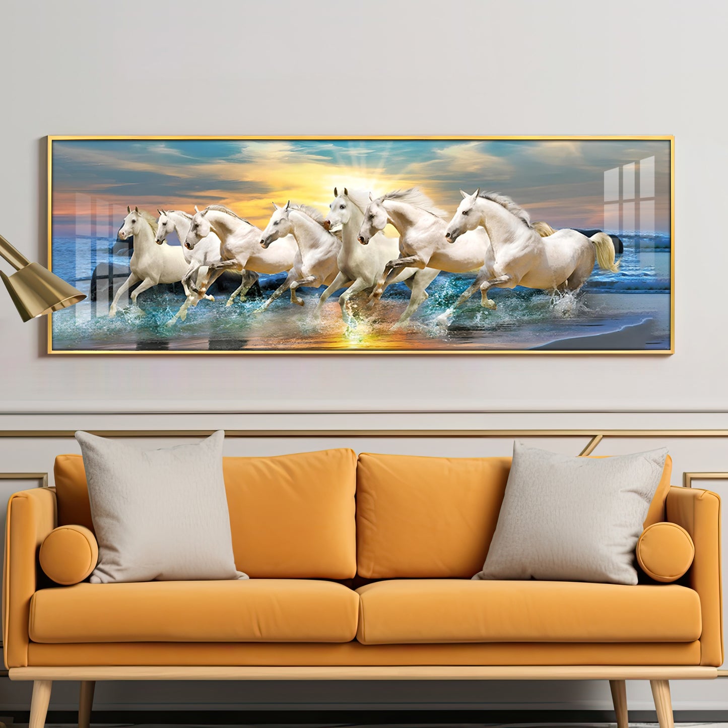 Seven Lucky Running Horses Premium Acrylic Horizontal Wall Art