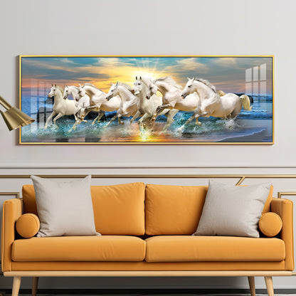 Seven Lucky Running Horses Premium Acrylic Horizontal Wall Art