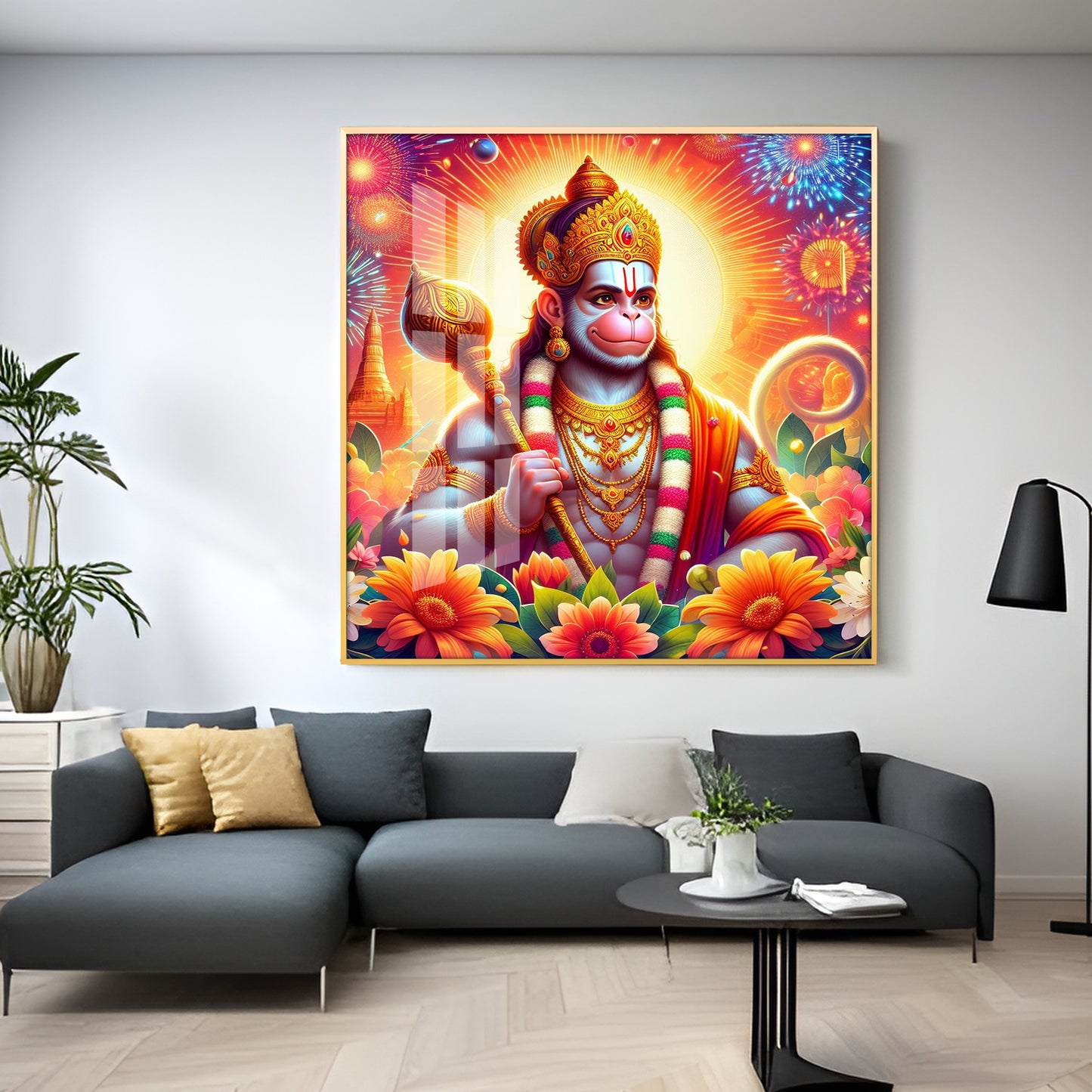 Jai Hanuman Premium Acrylic Square Wall Art