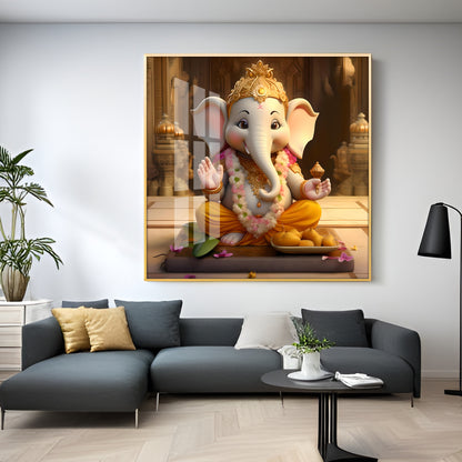 Bal Ganesh Premium Acrylic Square Wall Art