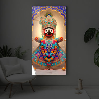 Jai Shri Jagannath Ji Modern Luxury Backlight Vertical Wall Art