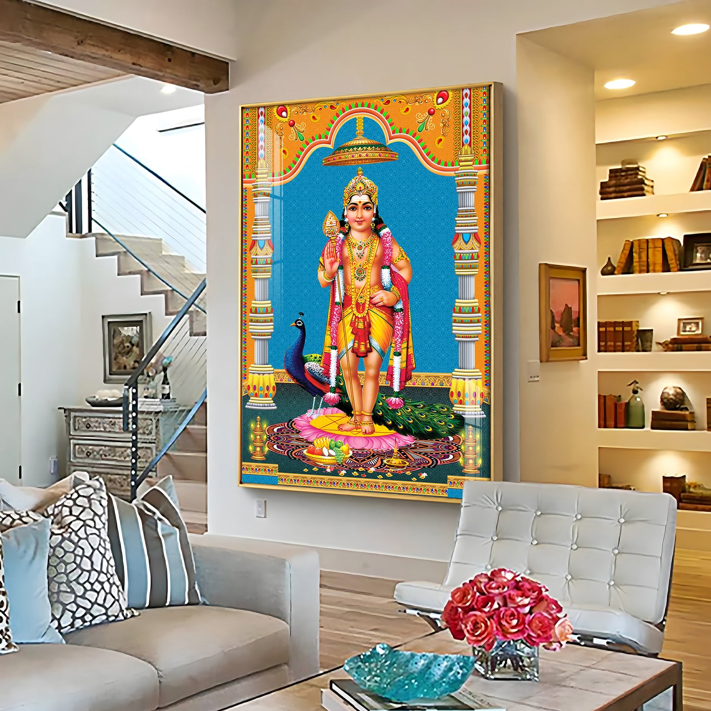 God Murugan Kartikeya Premium Acrylic Vertical Wall Art