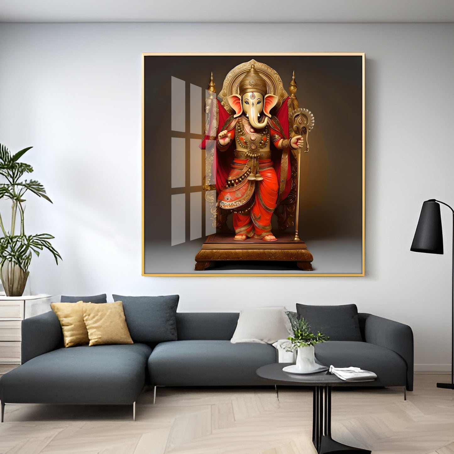 Standing Ganpati Premium Acrylic Square Wall Art