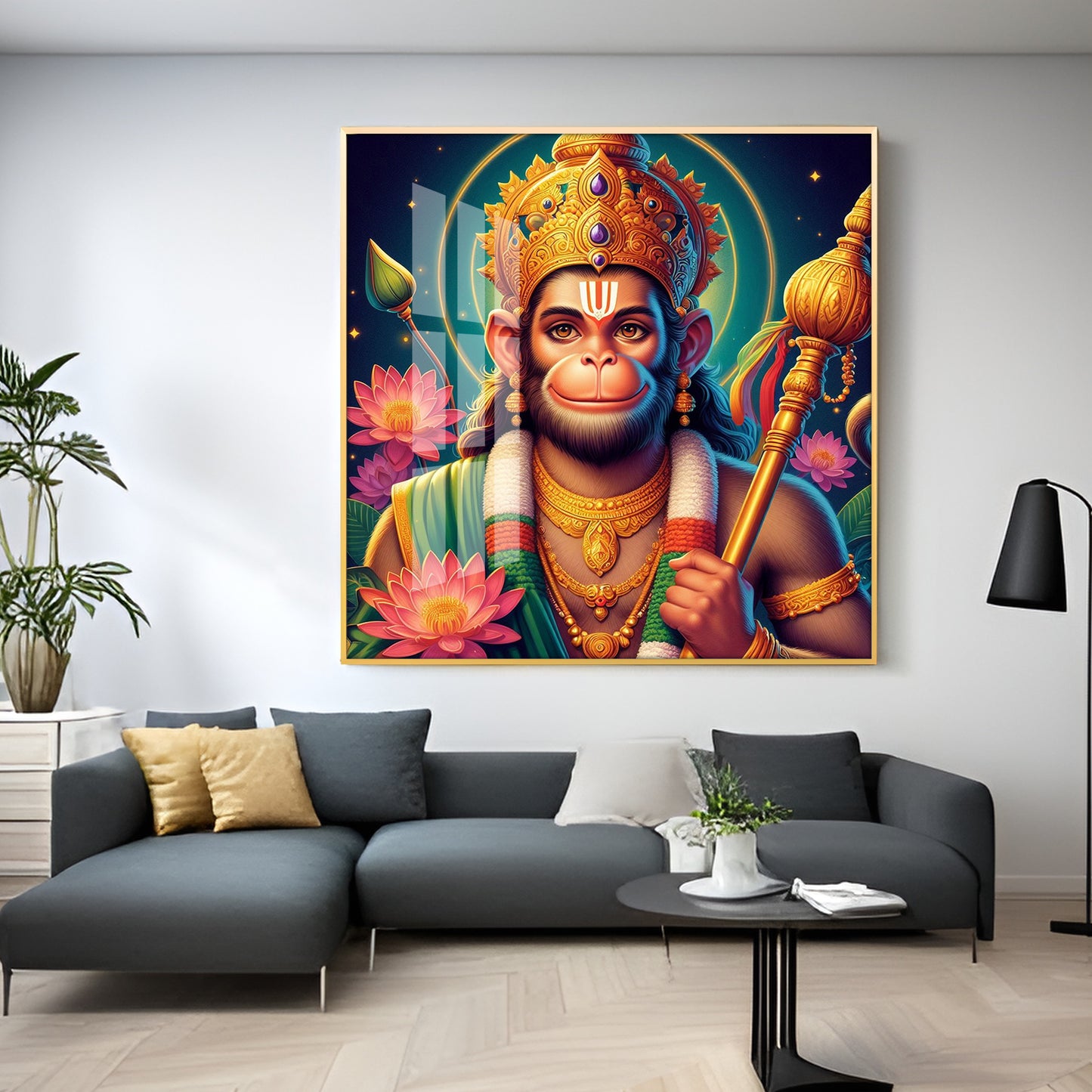 Lord Hanuman Premium Acrylic Square Wall Art