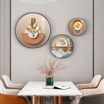 Golden Plant Puups Premium Acrylic Round Wall Art (Set of 3)