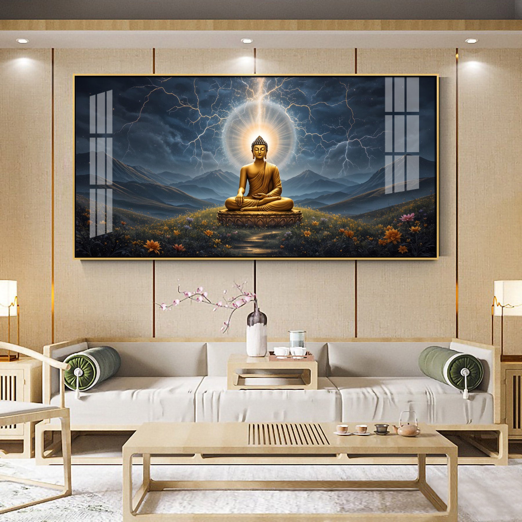 Radiant Buddha Mural Premium Acrylic Horizontal Wall Art