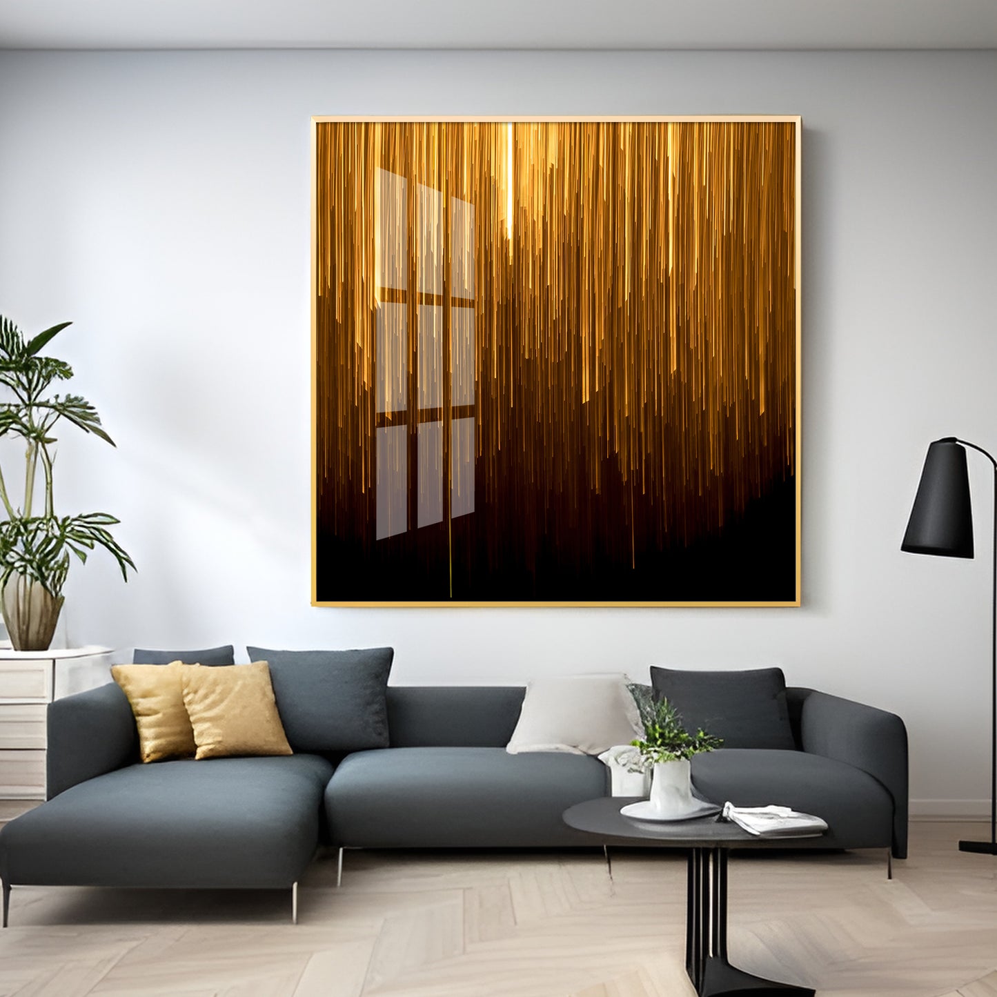 Art Ink Gold Living Room Premium Acrylic Square Wall Art