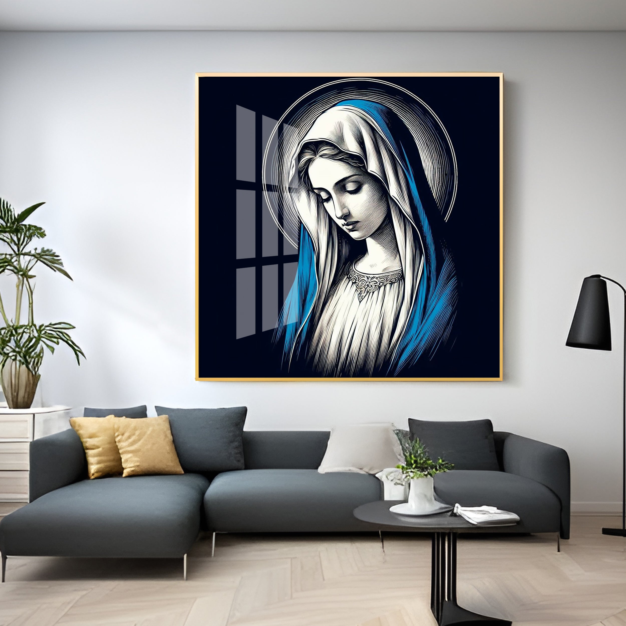 Portrait of the Virgin Mary Premium Acrylic Square Wall Art