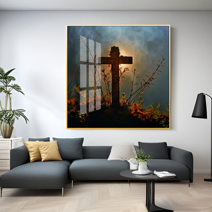 Jesus Christ Cross Premium Acrylic Square Wall Art