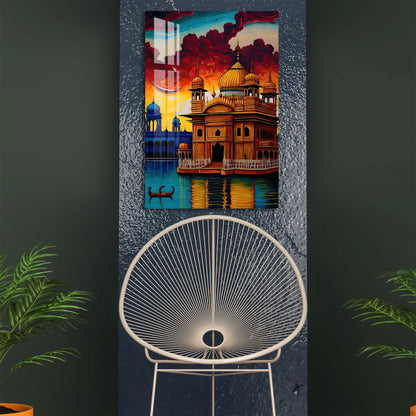 Twilight Golden Temple Acrylic Wall Art