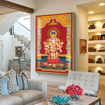 Lord Ganesh Blessings Premium Acrylic Vertical Wall Art