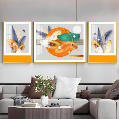 Colourful Feathers Premium Acrylic Wall Art (Set of 3)