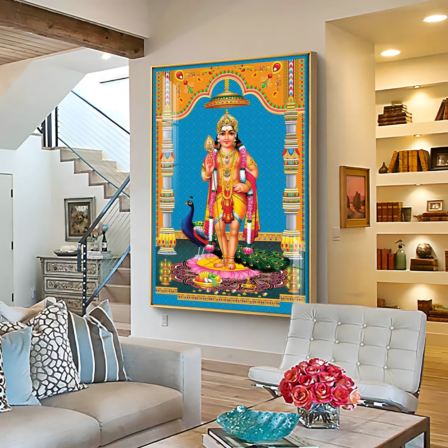 God Murugan Kartikeya Premium Acrylic Vertical Wall Art