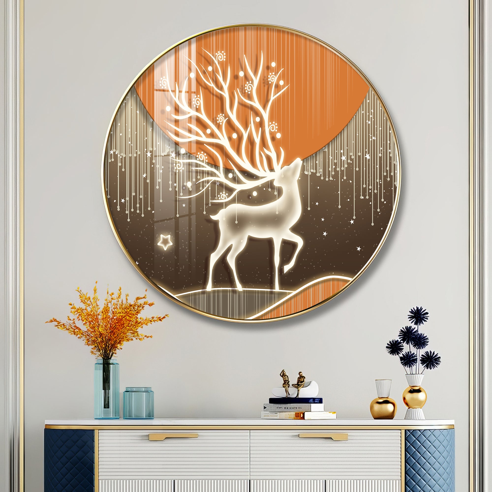 Luminious Deer Premium Acrylic Round Wall Art