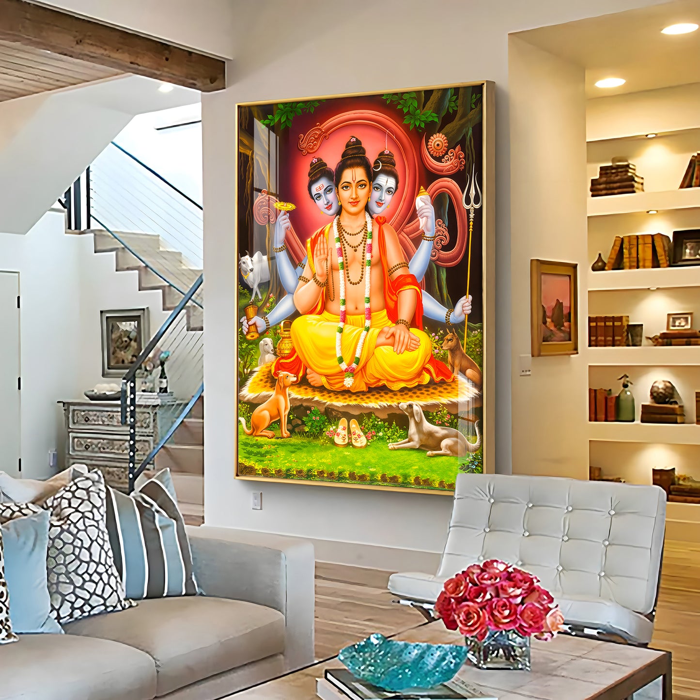 Lord Dattatreya Premium Acrylic Vertical Wall Art