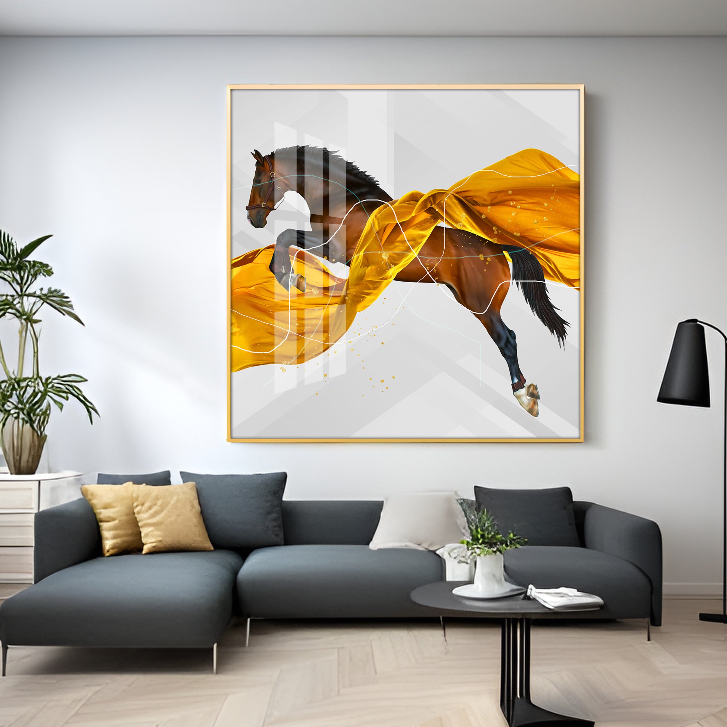 Galloping Horse Premium Square Wall Art