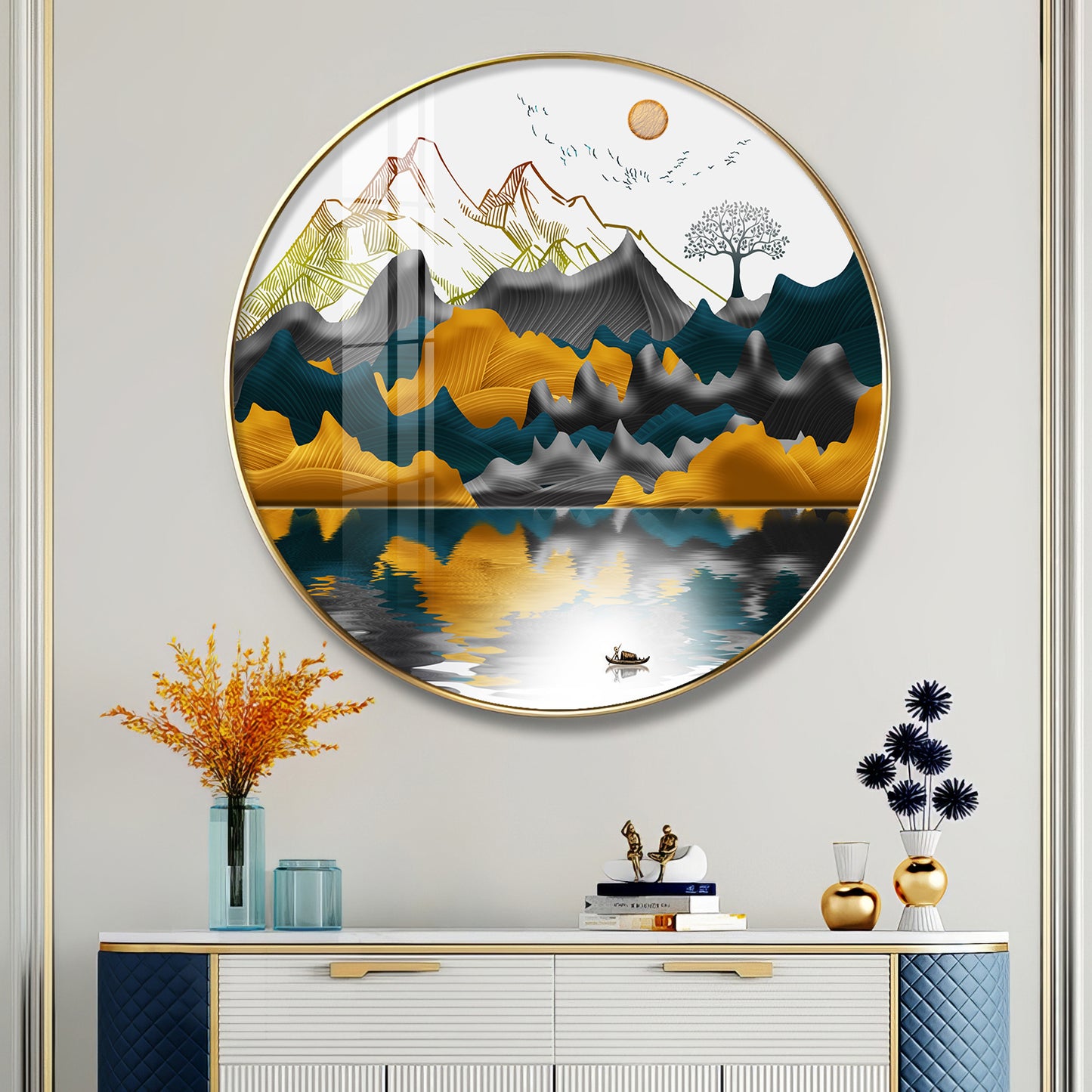 Mountain Escape Premium Acrylic Round Wall Art