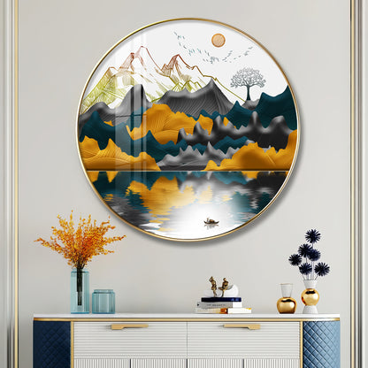 Mountain Escape Premium Acrylic Round Wall Art