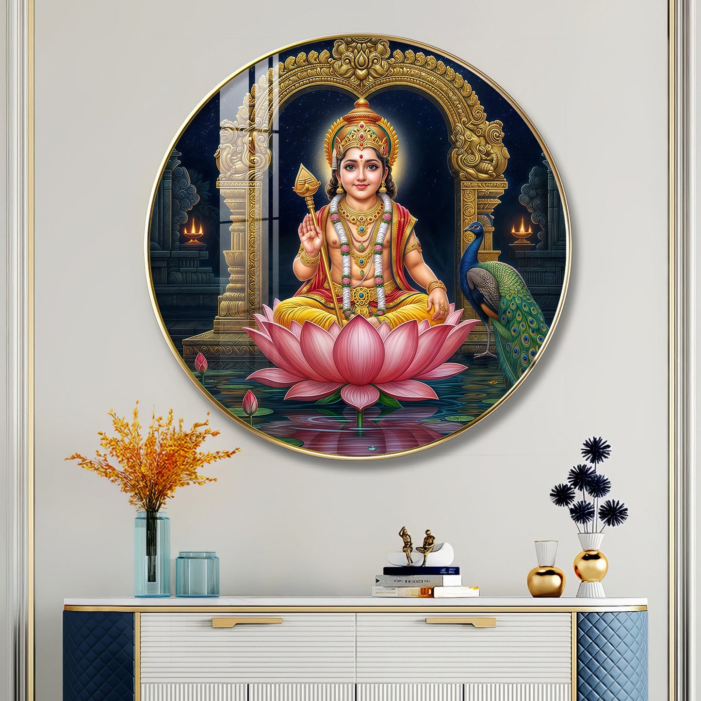 Goddess Laxmi Blessing Premium Acrylic Round Wall Art