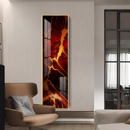Abstract Vibrant Red & Gold Design Premium Acrylic Vertical Wall Art