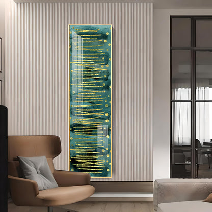Gold Stripes & Dots Design Premium Acrylic Vertical Wall Art