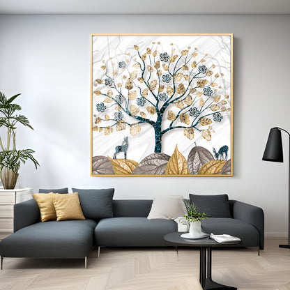 Aesthetic Tree Luxury Crystal Square Wall Art