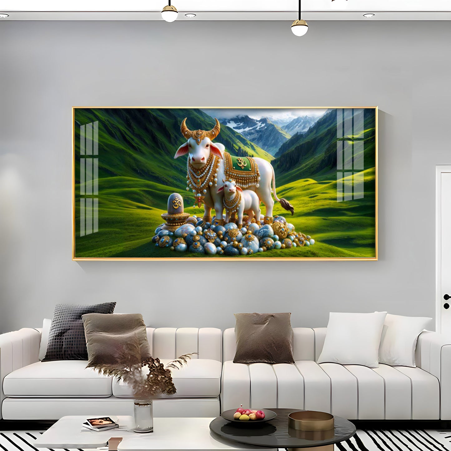 Sacred Nandi In Valley Premium Acrylic Horizontal Wall Art