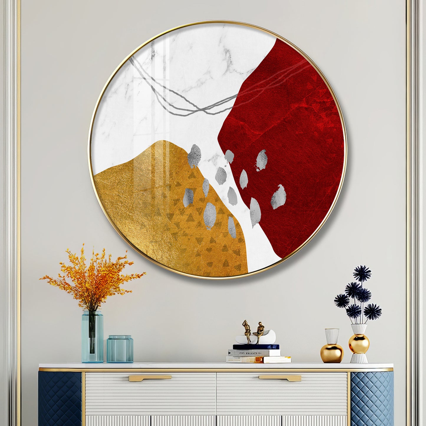 Crimson Elegance Premium Acrylic Round Wall Art