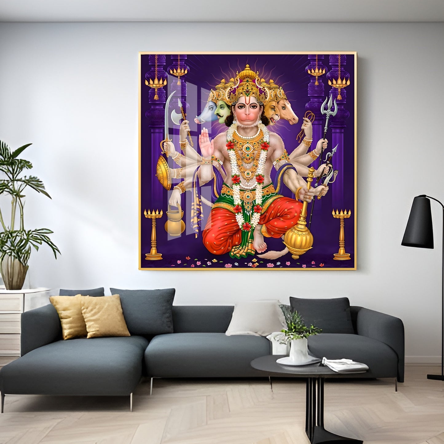 Divine Serenity Of Hanuman Premium Acrylic Square Wall Art