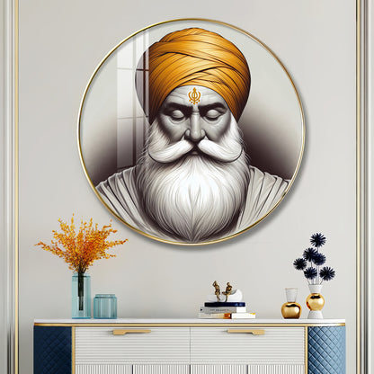 Guru Nanak Dev Ji Premium Acrylic Round Wall Art