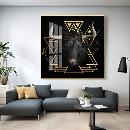 Gold Foil Geometric Figure Yak Premium Acrylic Square Wall Art