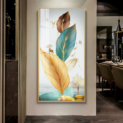 Colorful Feathers Premium Acrylic Vertical Wall Art