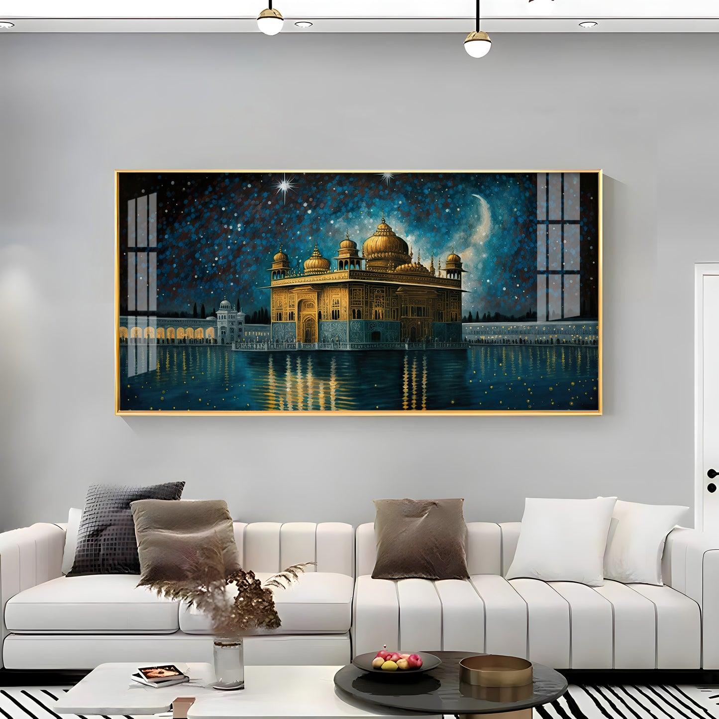 Beautiful Golden Temple With Constellation Premium Acrylic Horizontal Wall Art