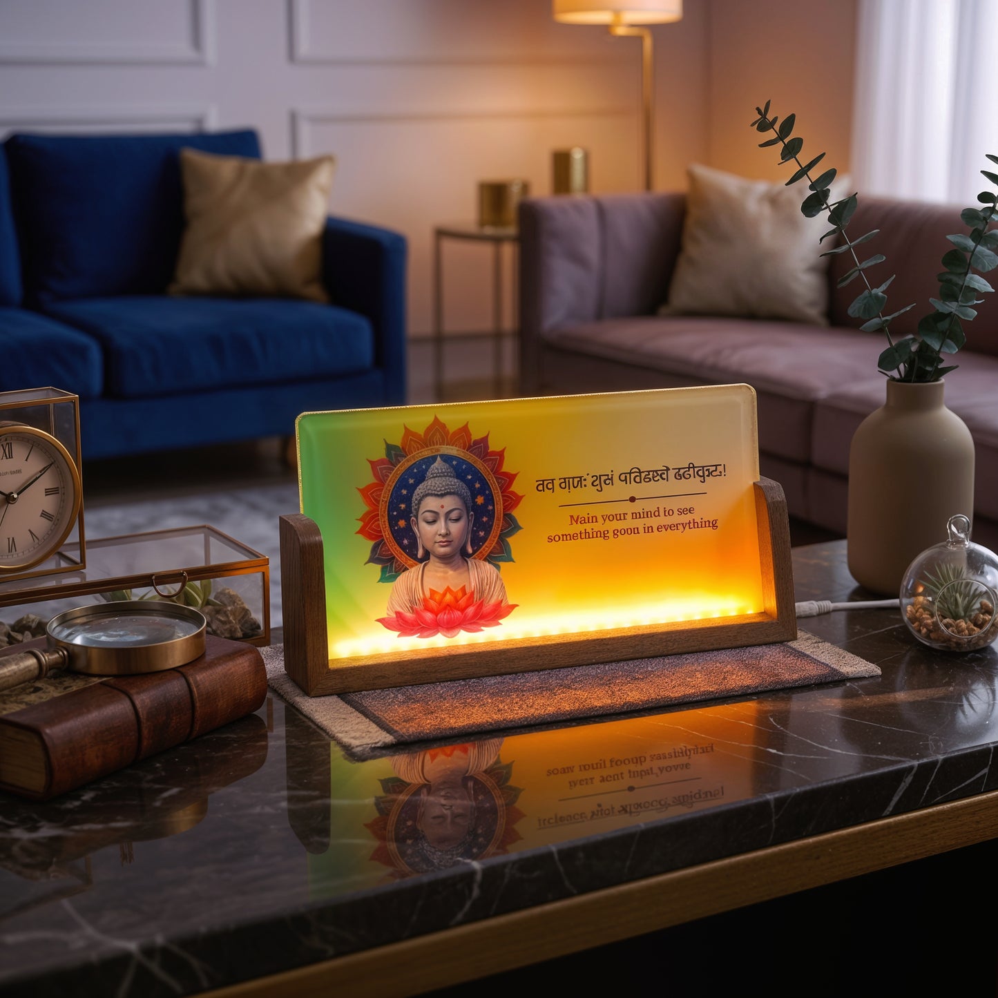 Buddha Acrylic LED Table Lamp - Wooden Stand