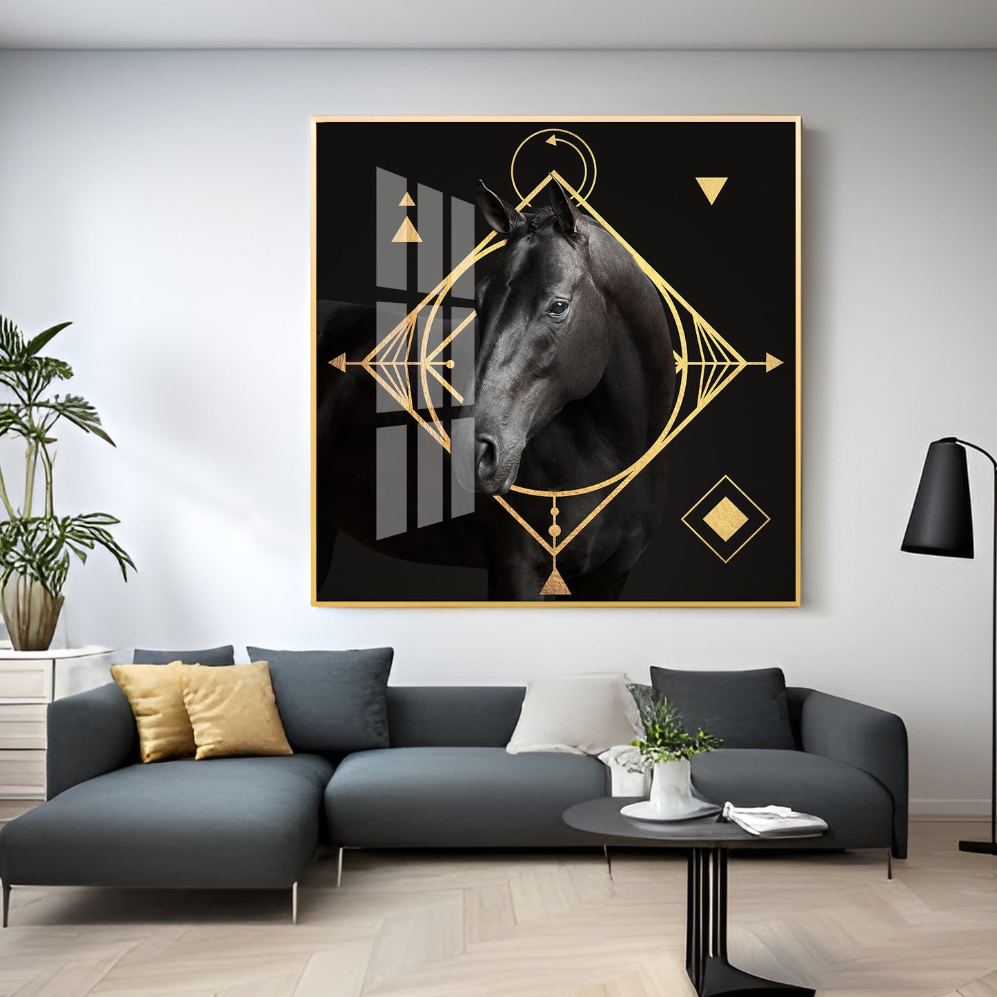 Gold Foil Horse Premium Acrylic Square Wall Art