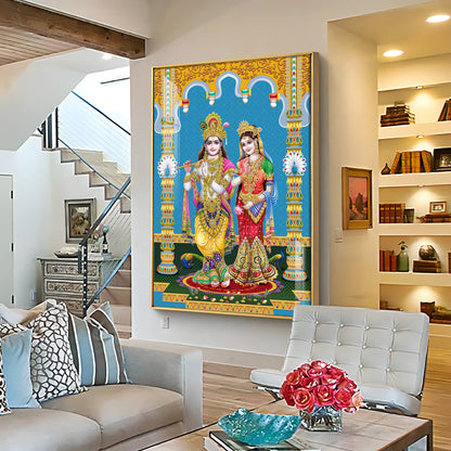 Divine Radha and Krishna Premium Acrylic Vertical Wall Art