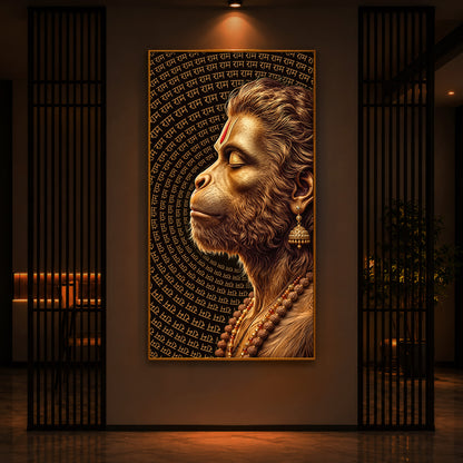 Hanuman Ji Modern Luxury Backlight Vertical Wall Art