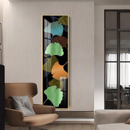 Colourful Ginkgo Biloba Leaves Premium Acrylic Vertical Wall Art