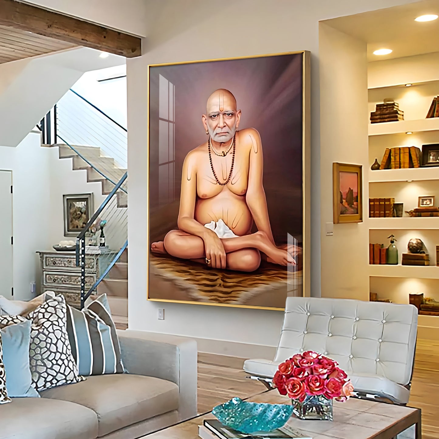 Noir Reflection Shri Swami Samartha Premium Vertical Acrylic Wall Art