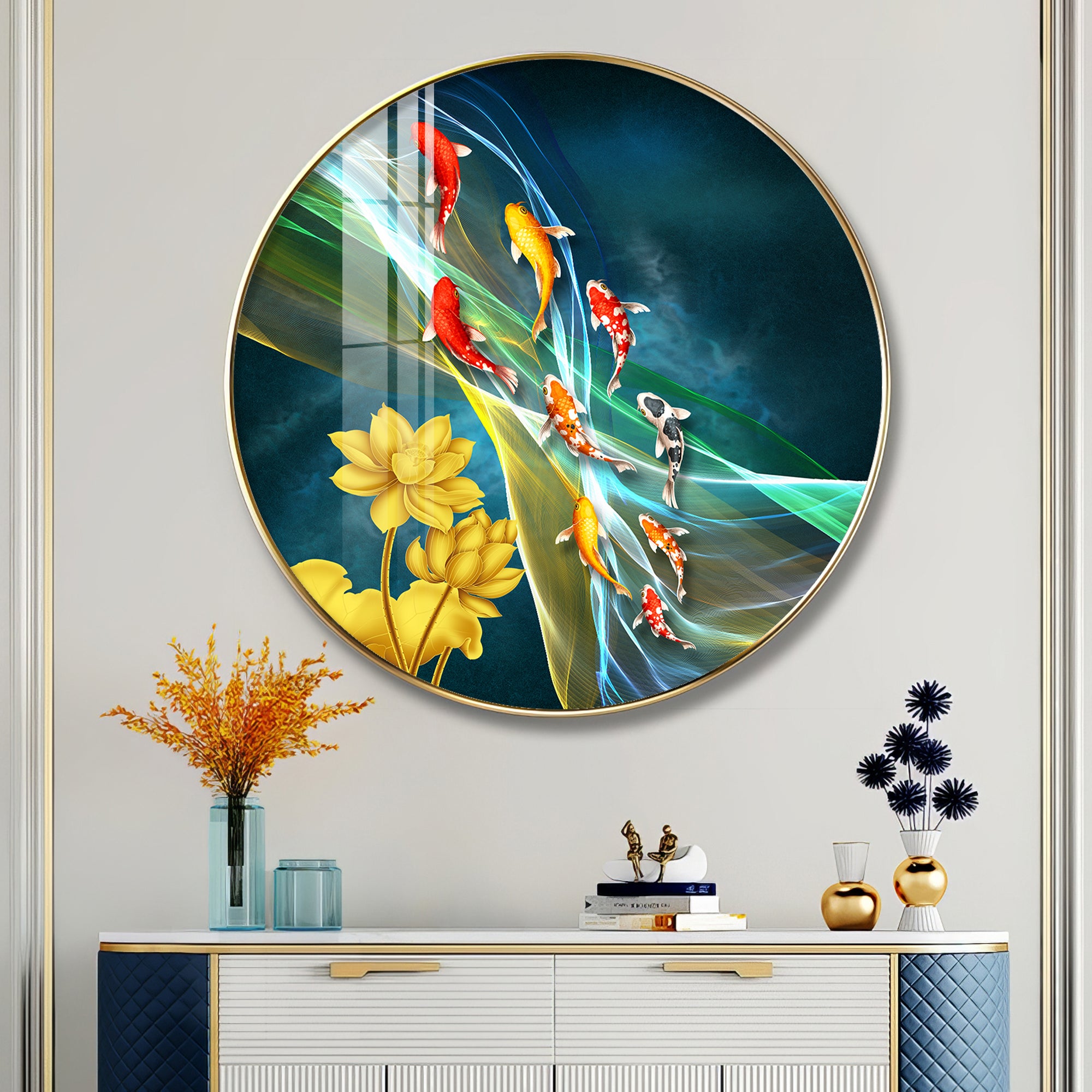 Aquatic Harmony Premium Acrylic Round Wall Art