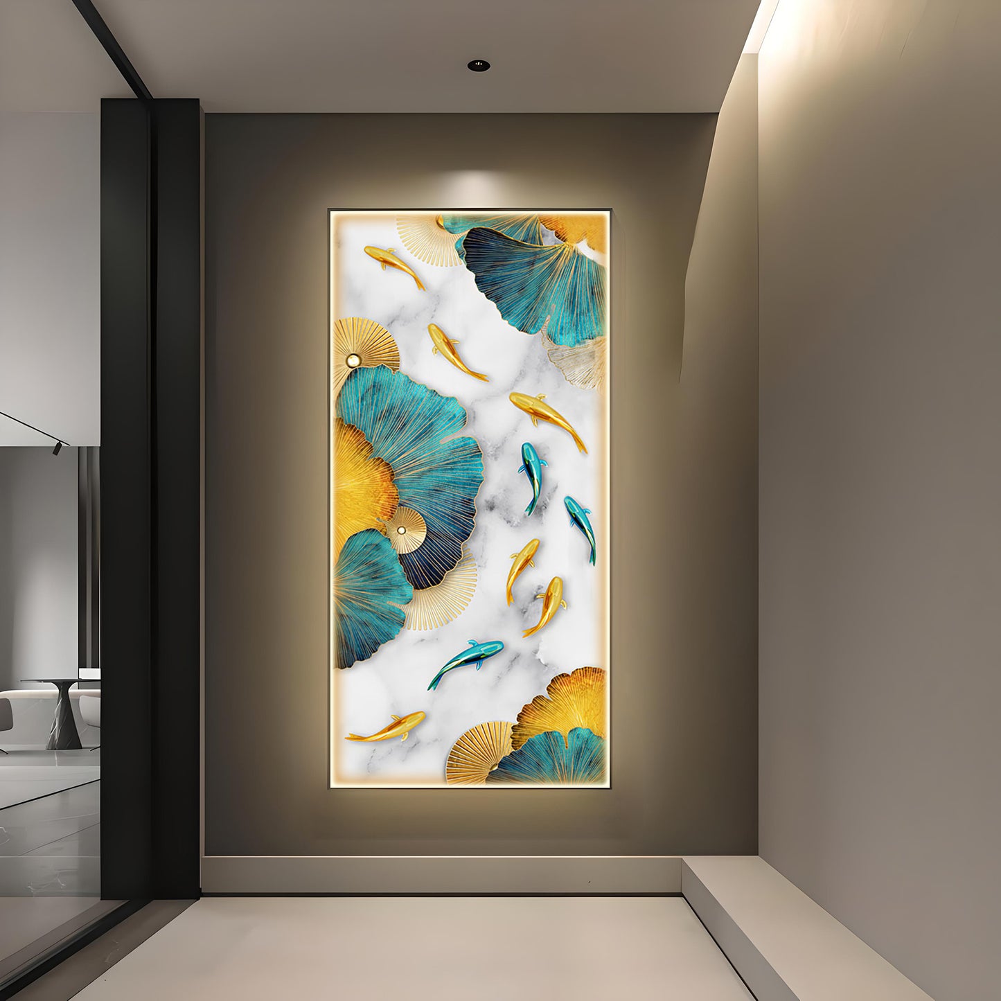 Colorful Koi Fishes Luxury Crystal Wall Art