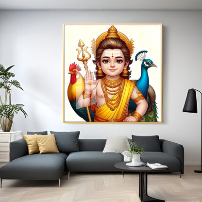 Lord Murugan Premium Acrylic Square Wall Art